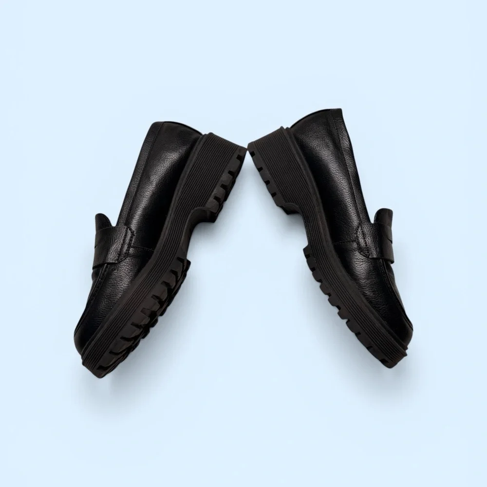 Sincerely Jules Rocker Lug Sole Penny Loafer Black 8.5 Dark Academia Chunky Chic - Picture 3 of 7